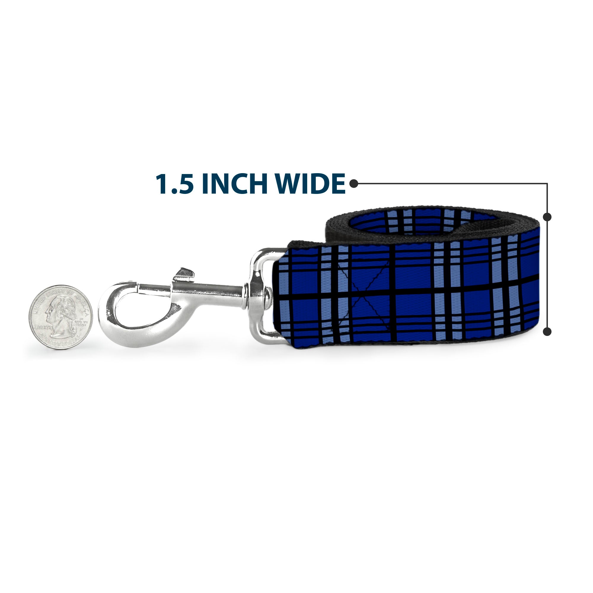 Dog Leash - Plaid Blue/Gray/Black Dog Leashes Buckle-Down