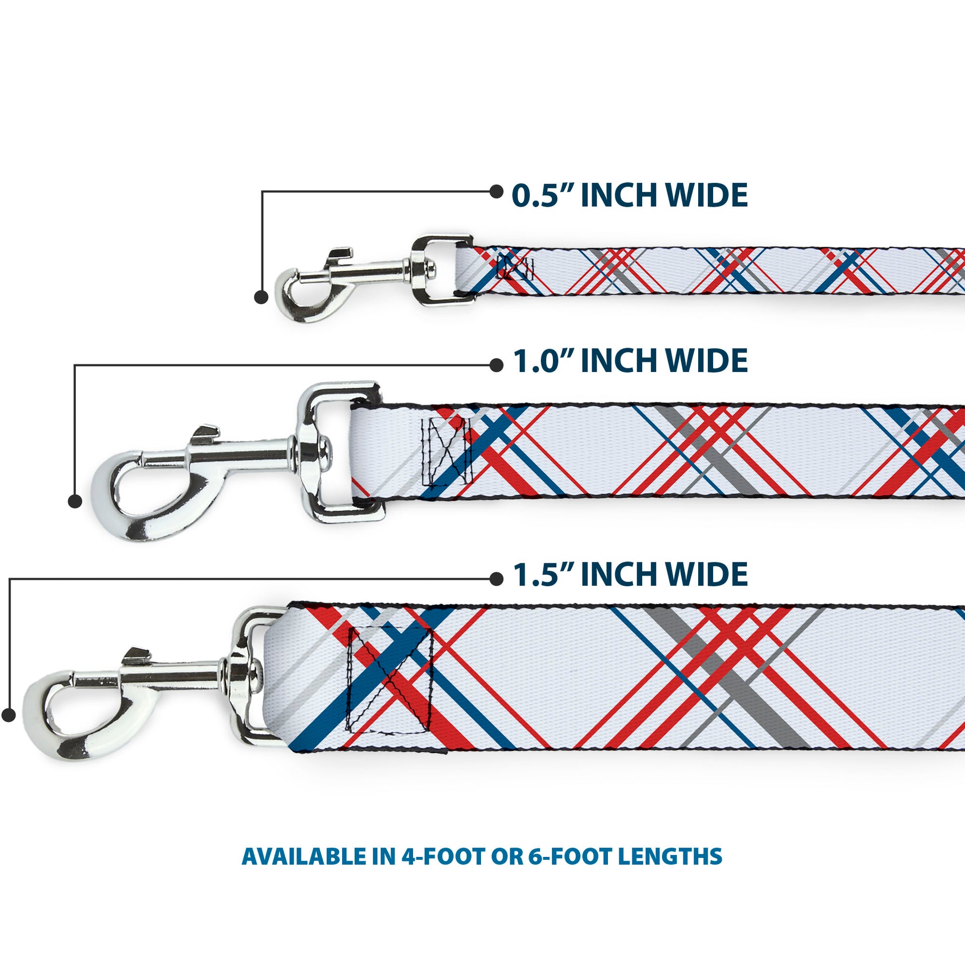 Dog Leash - Plaid X White/Red/Turquoise/Gray Dog Leashes Buckle-Down