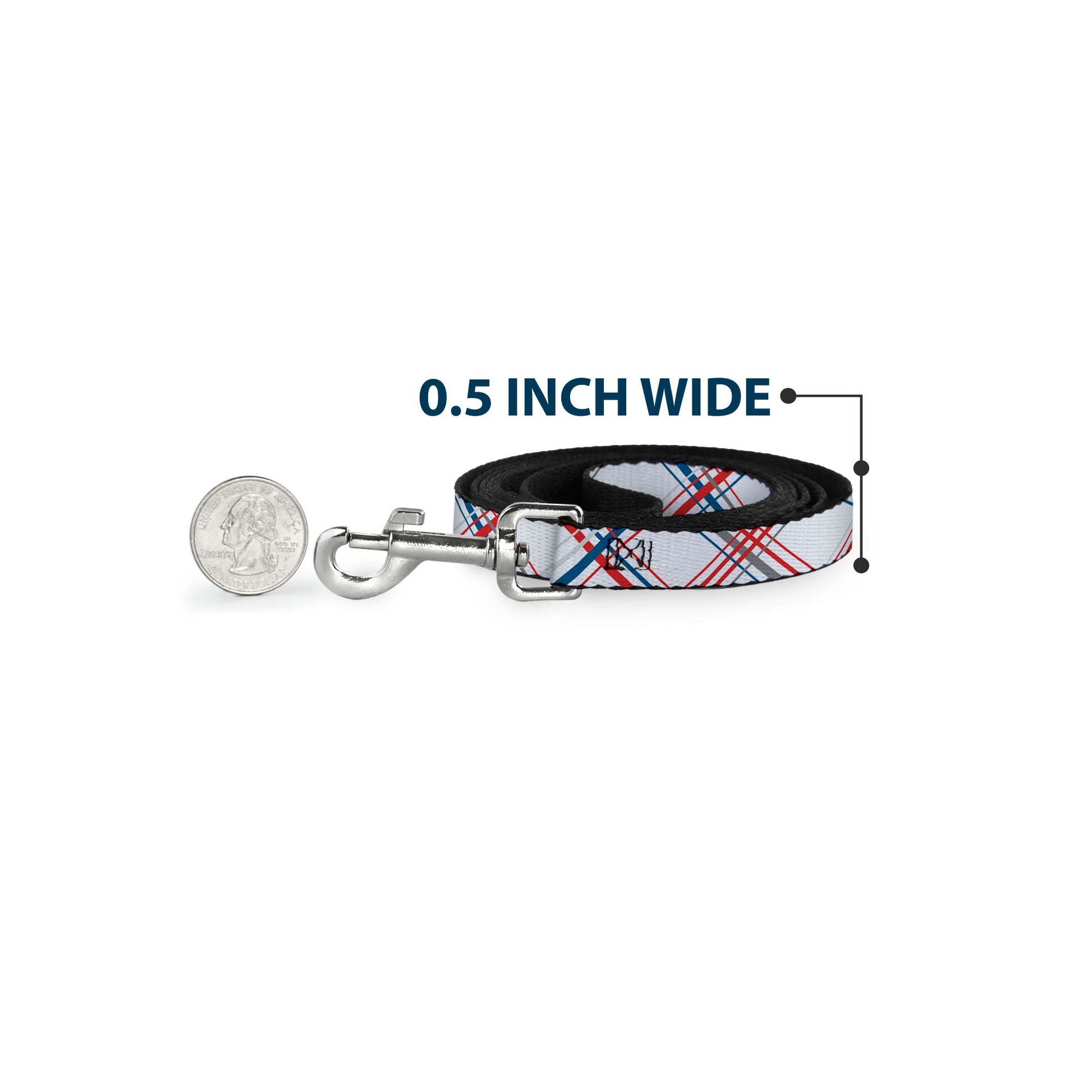 Dog Leash - Plaid X White/Red/Turquoise/Gray Dog Leashes Buckle-Down