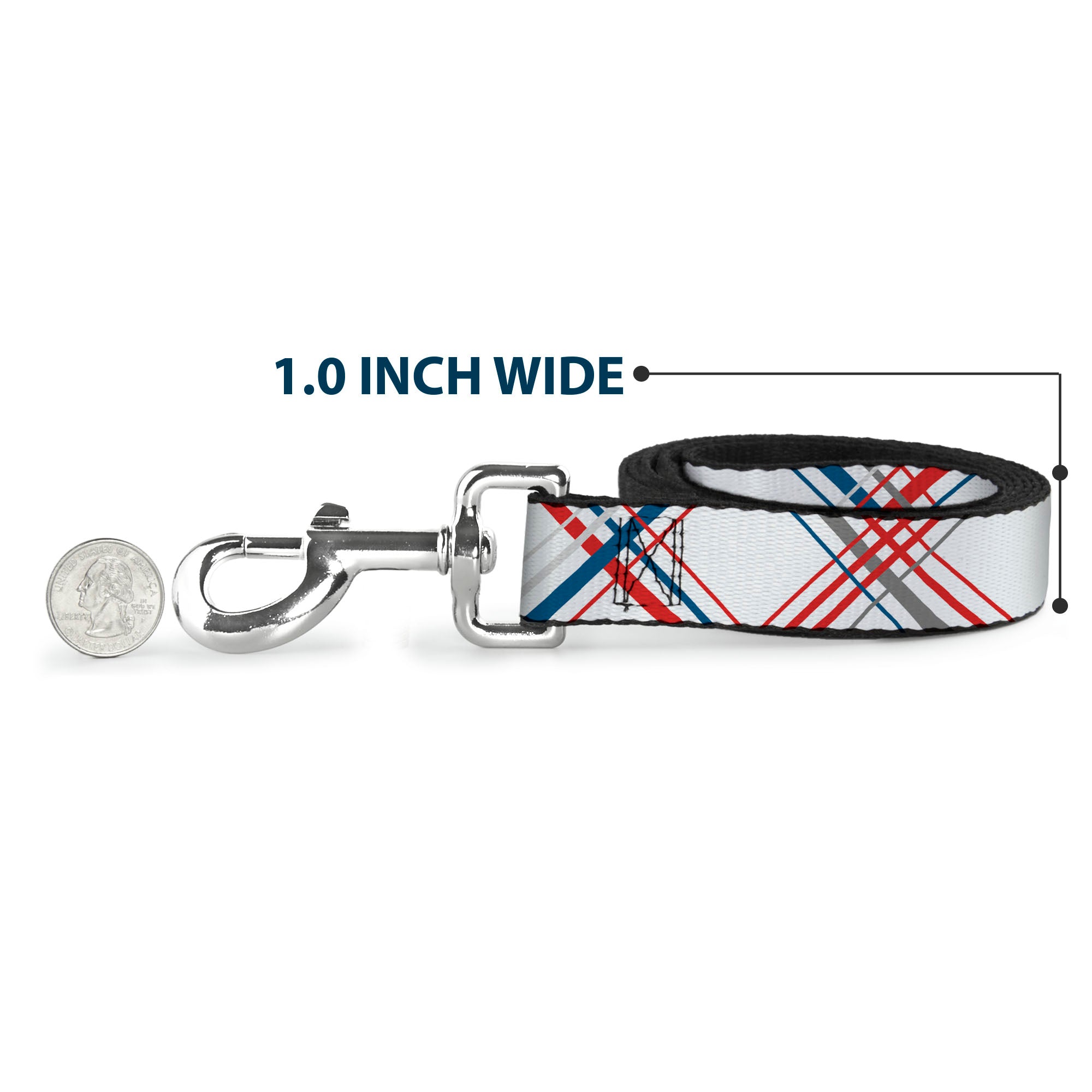 Dog Leash - Plaid X White/Red/Turquoise/Gray Dog Leashes Buckle-Down