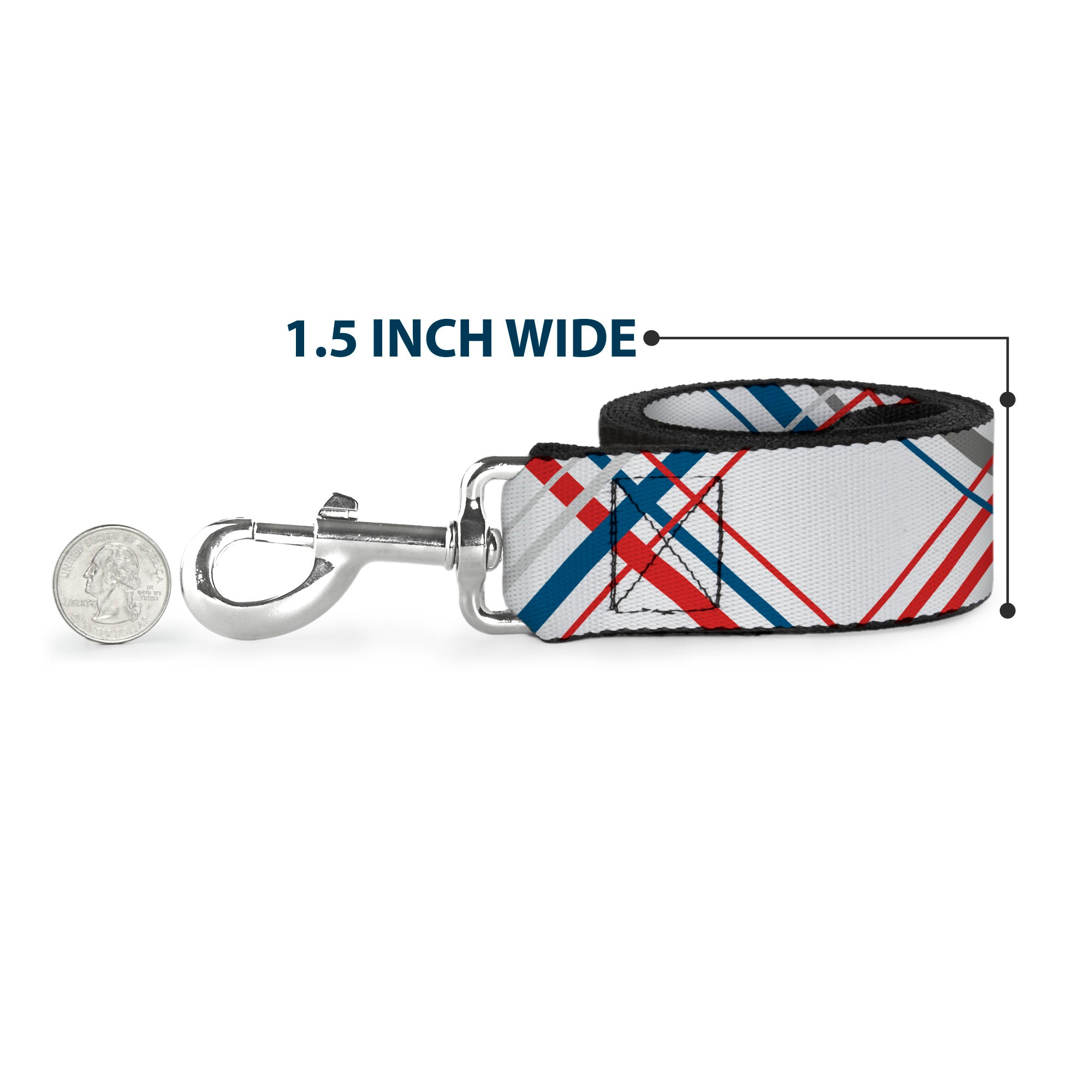 Dog Leash - Plaid X White/Red/Turquoise/Gray Dog Leashes Buckle-Down