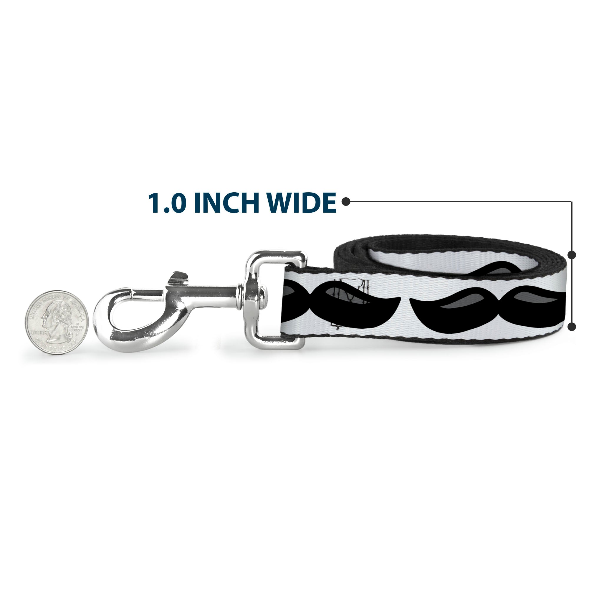 Dog Leash - Plastic Mustache White/Black Dog Leashes Buckle-Down