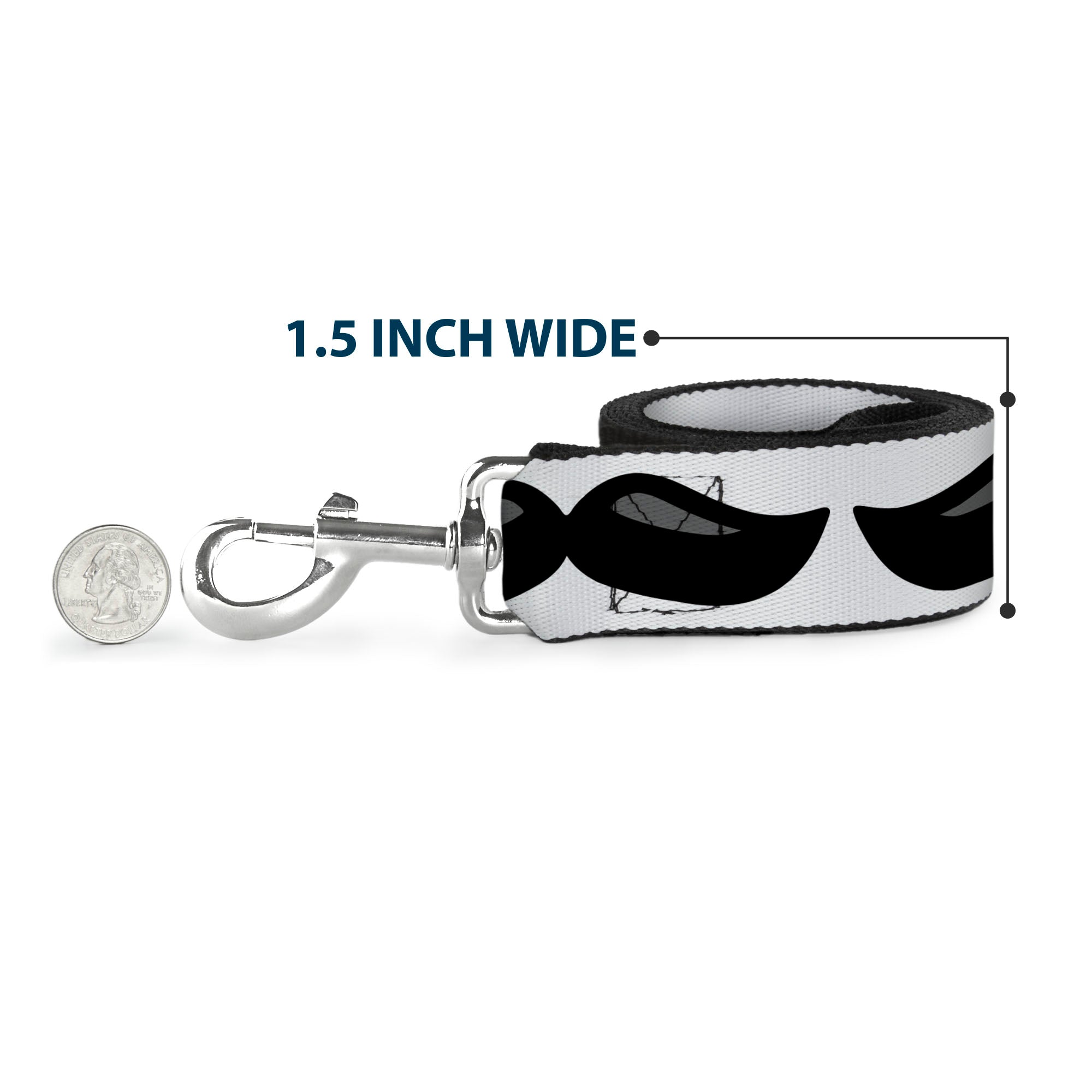 Dog Leash - Plastic Mustache White/Black Dog Leashes Buckle-Down