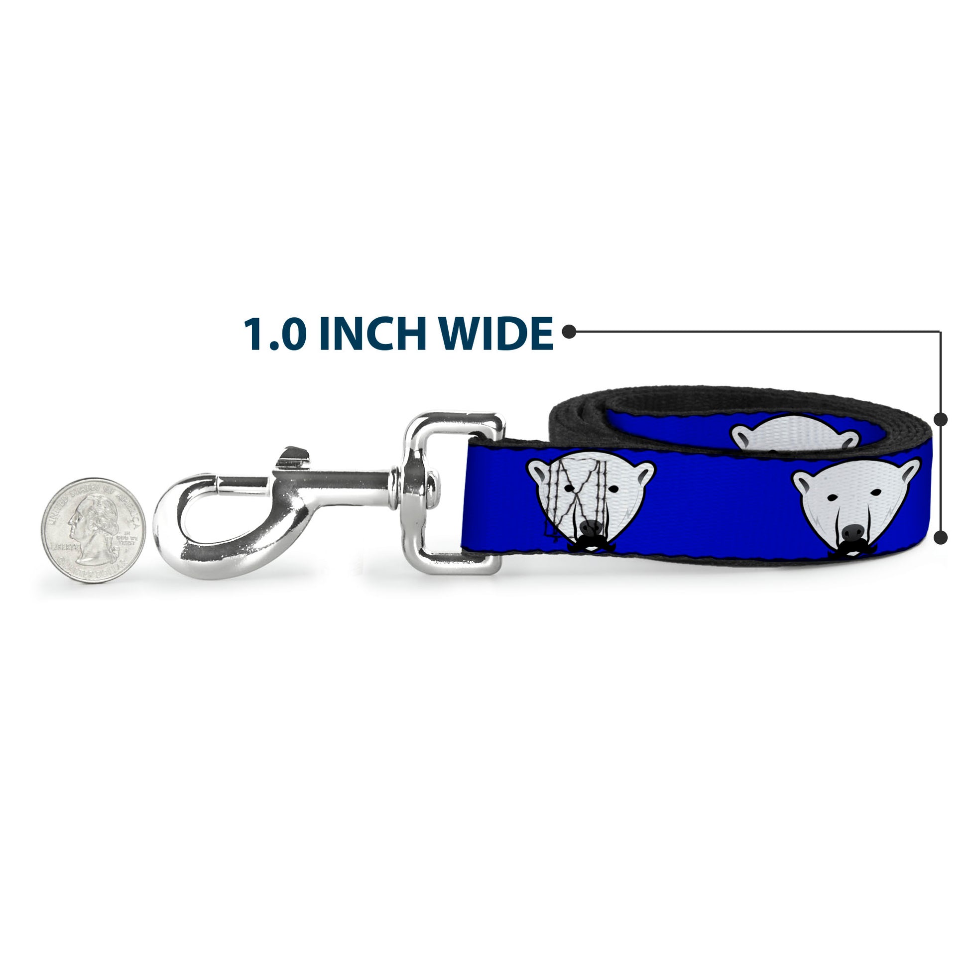Dog Leash - Polar Bear w/Mustache Royal Dog Leashes Buckle-Down