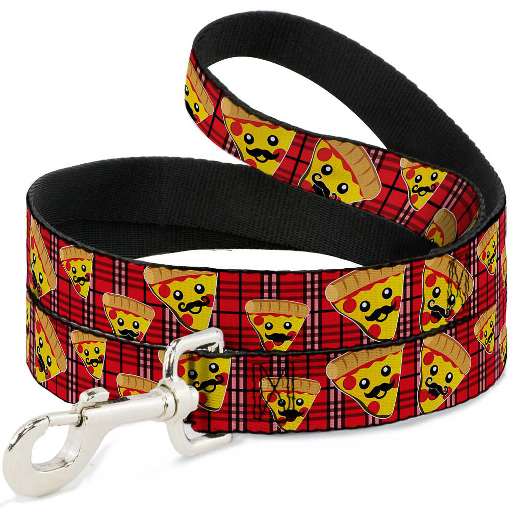 Dog Leash - Pizza Man Plaid Red Dog Leashes Buckle-Down