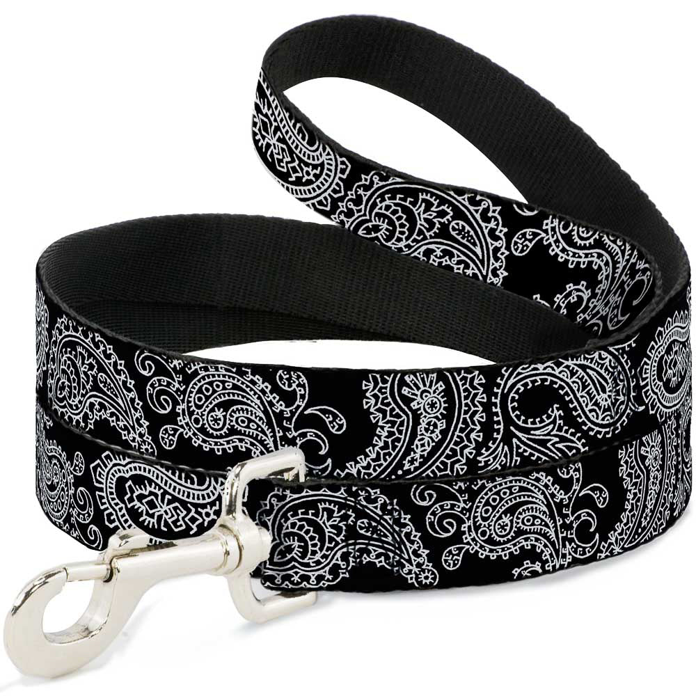 Dog Leash - Paisley2 Black/White Dog Leashes Buckle-Down