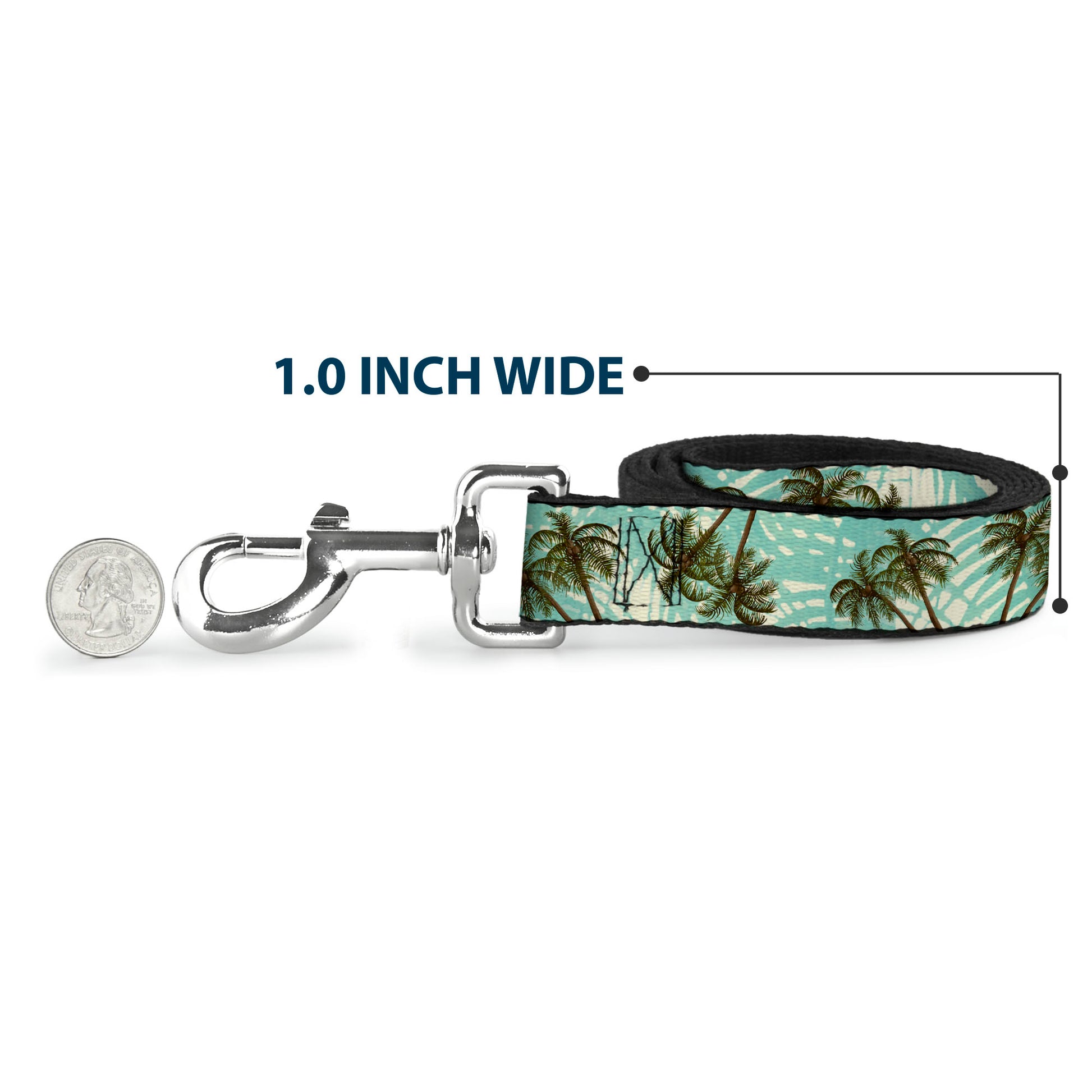 Dog Leash - Palm Trees Swaying Tan/Teal Dog Leashes Buckle-Down