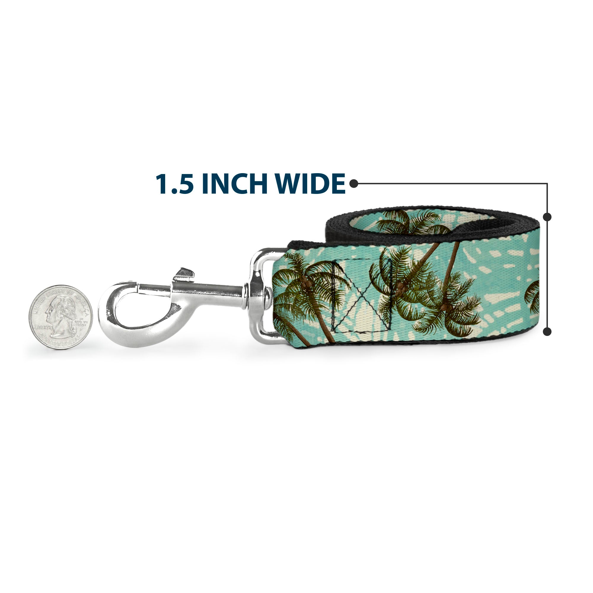 Dog Leash - Palm Trees Swaying Tan/Teal Dog Leashes Buckle-Down
