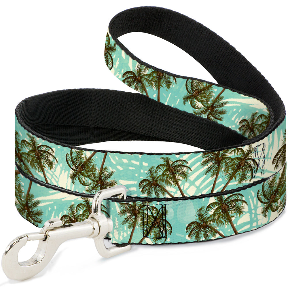 Dog Leash - Palm Trees Swaying Tan/Teal Dog Leashes Buckle-Down
