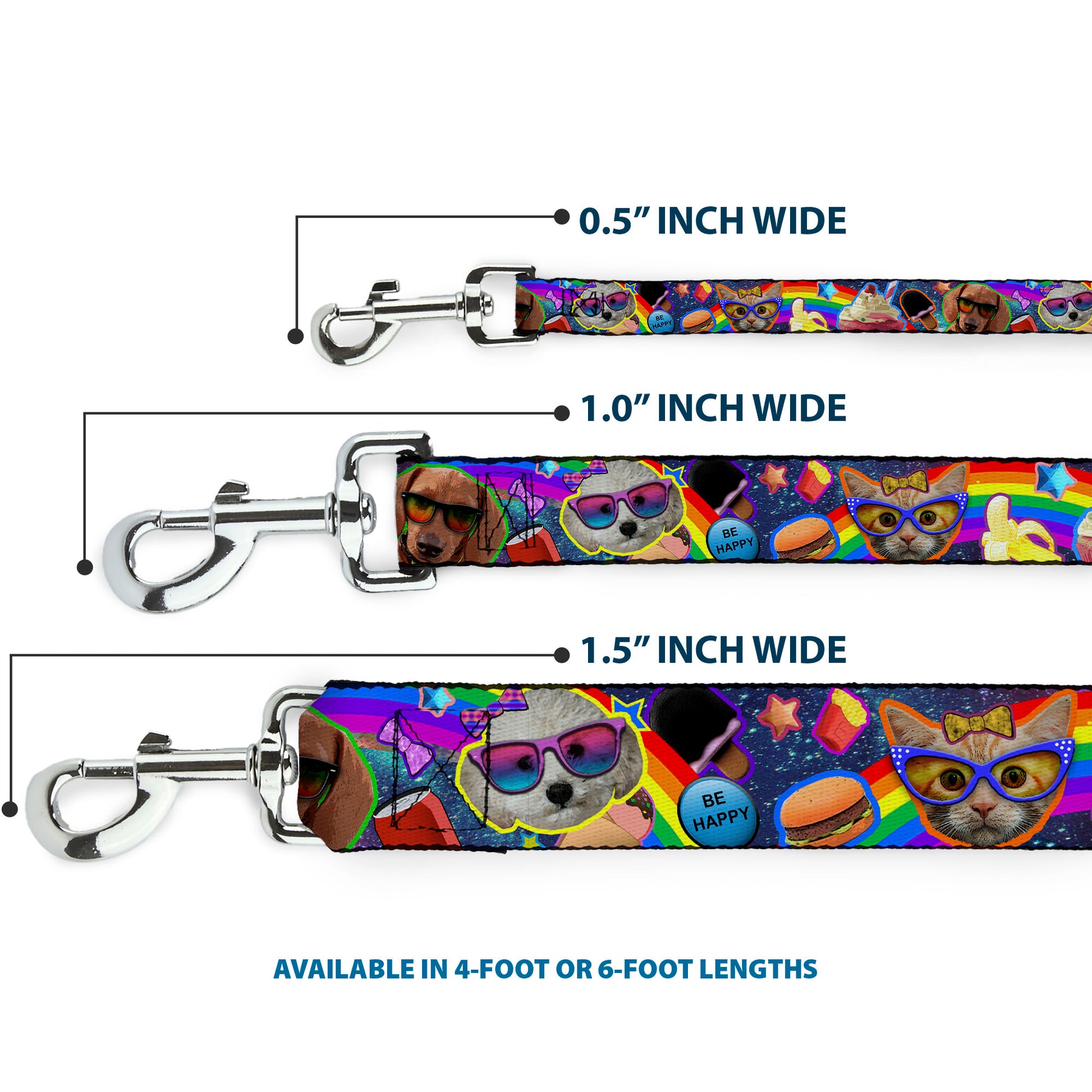 Dog Leash - Pets & Snacks Rainbow Collage Dog Leashes Buckle-Down