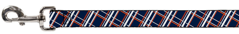 Dog Leash - Plaid X2 Navy/White/Orange Dog Leashes Buckle-Down