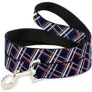 Dog Leash - Plaid X2 Navy/White/Orange Dog Leashes Buckle-Down