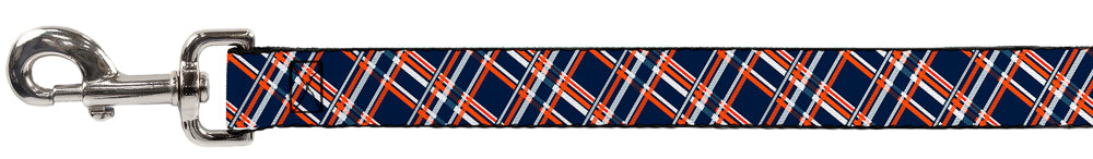Dog Leash - Plaid X3 Navy/Orange/White Dog Leashes Buckle-Down