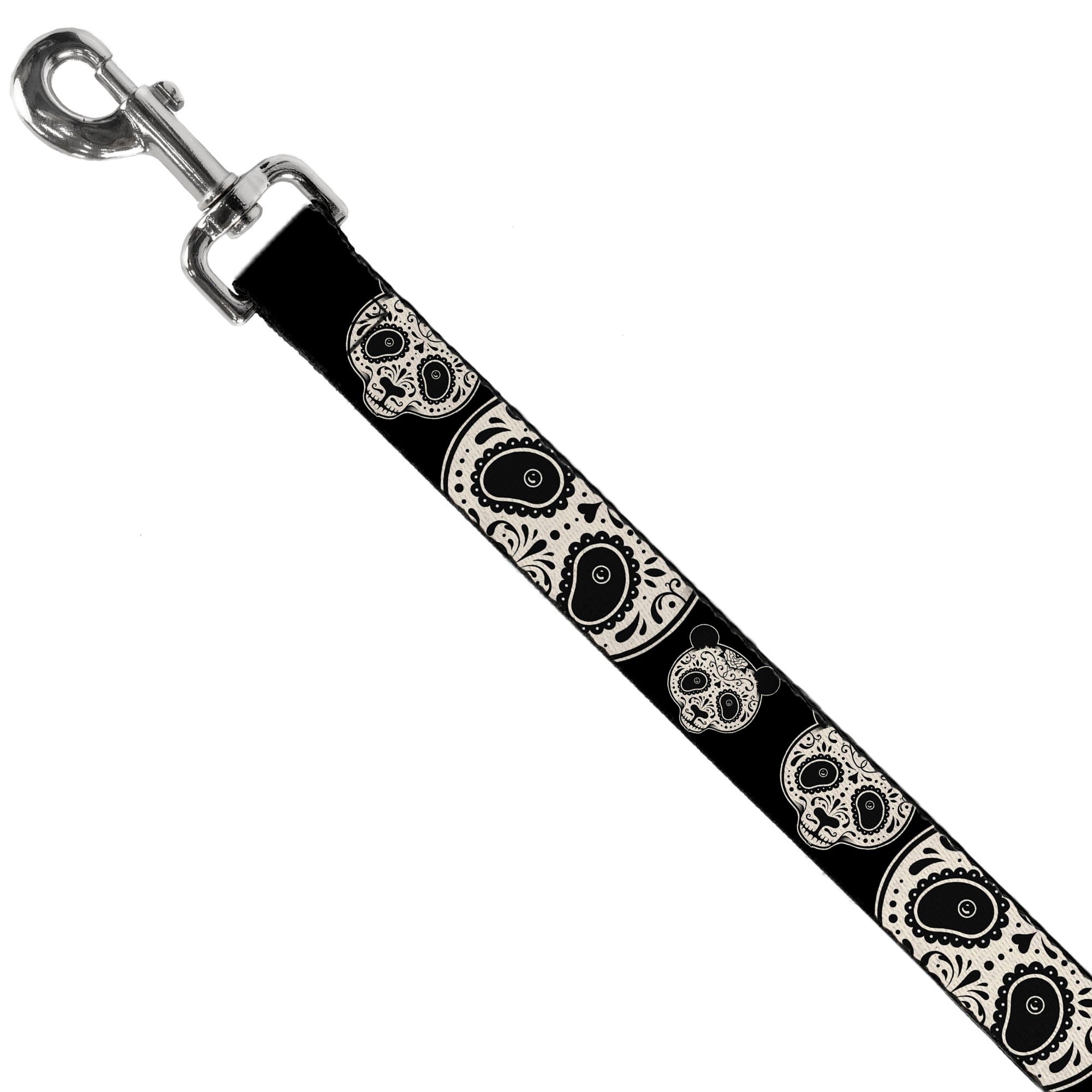 Dog Leash - Panda Bear Sugar Skull Black/White Dog Leashes Buckle-Down