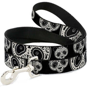 Dog Leash - Panda Bear Sugar Skull Black/White Dog Leashes Buckle-Down