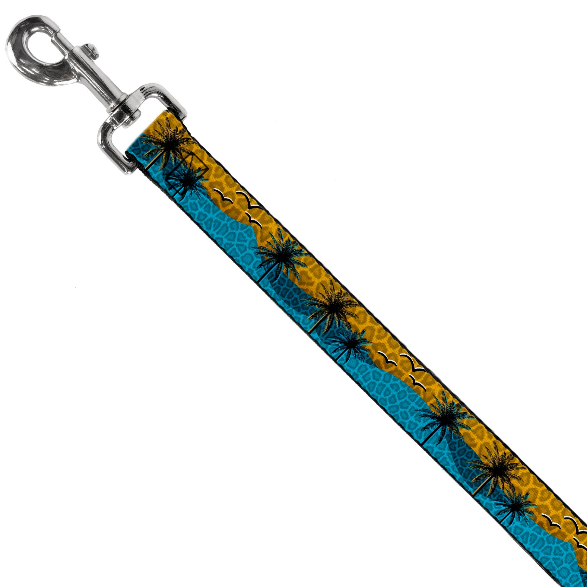 Dog Leash - Palm Trees & Gulls Leopard Brown/Blue Dog Leashes Buckle-Down