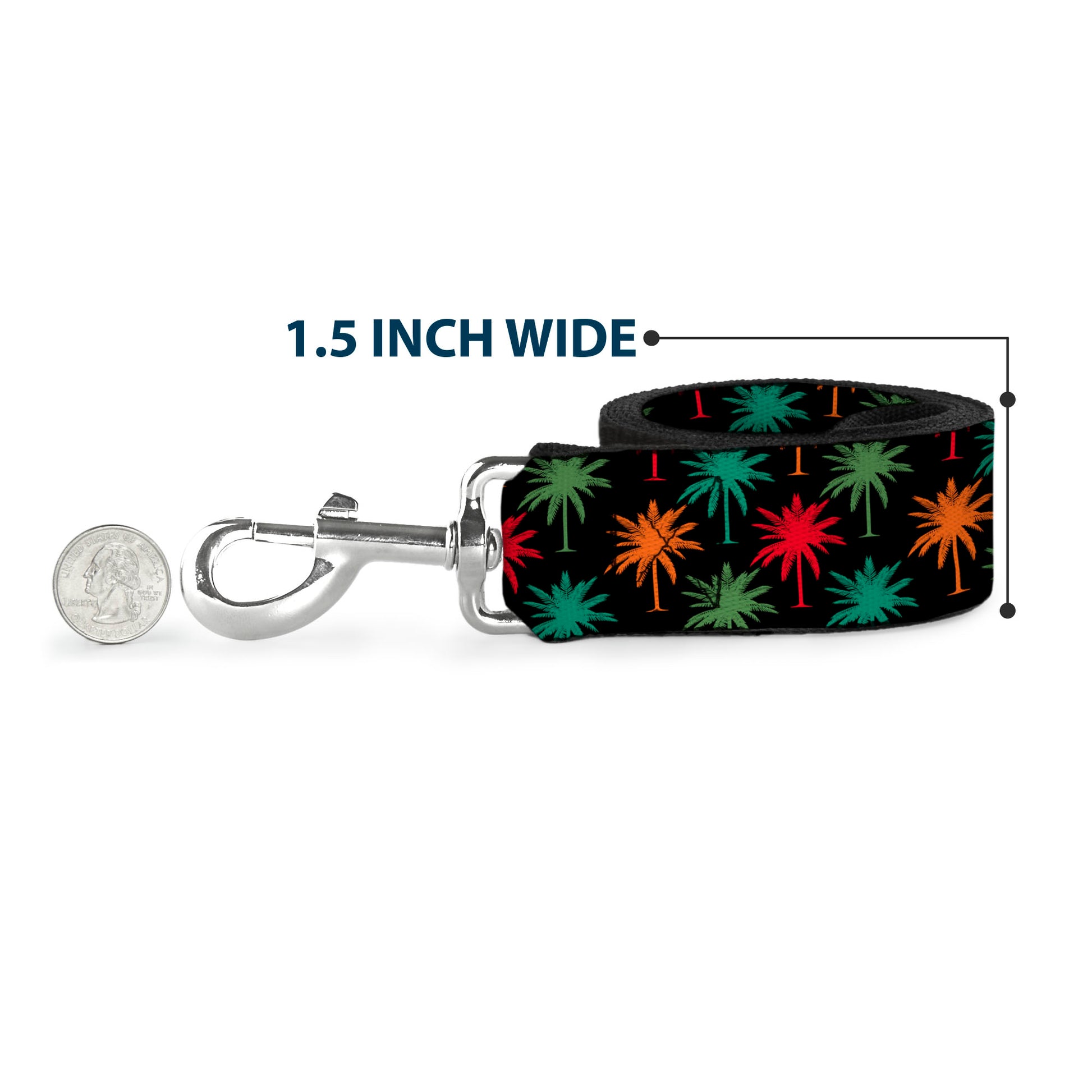 Dog Leash - Palm Trees Black/Multi Color Dog Leashes Buckle-Down
