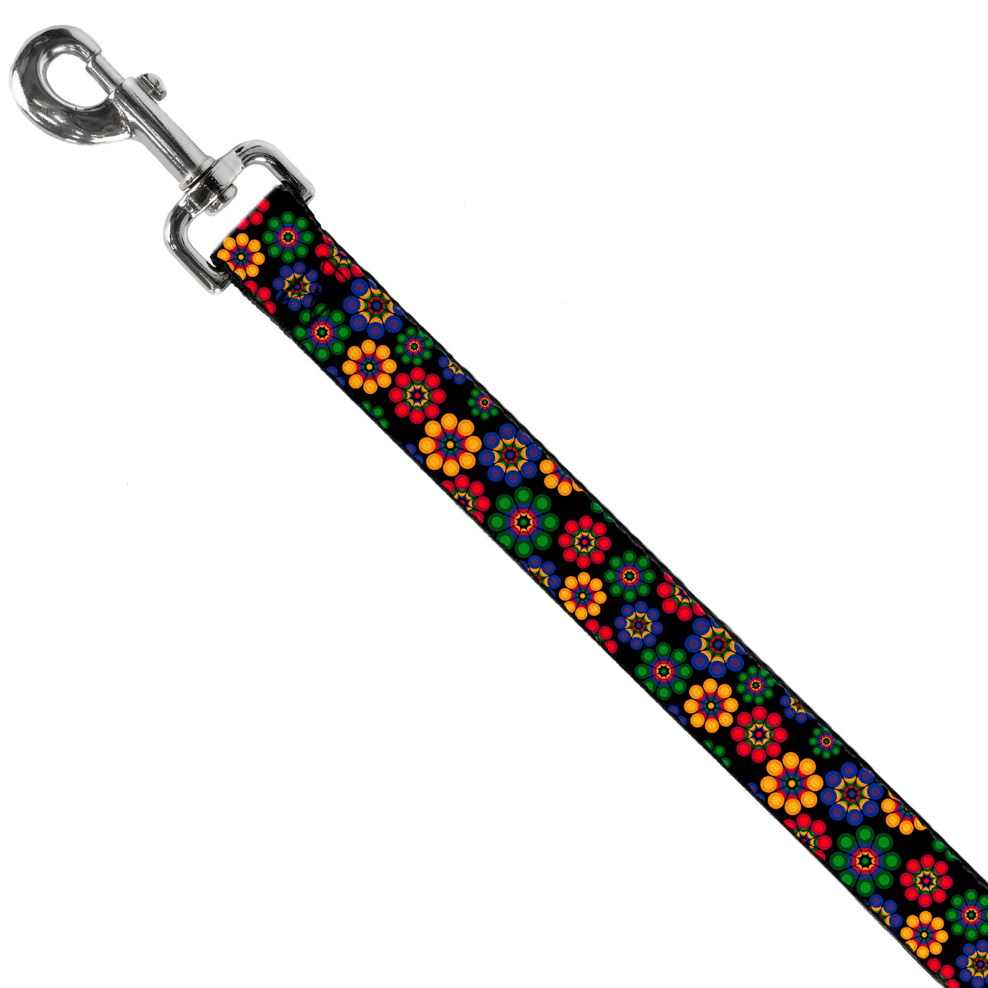 Dog Leash - Psychedelic Daisies Black/Multi Color Dog Leashes Buckle-Down