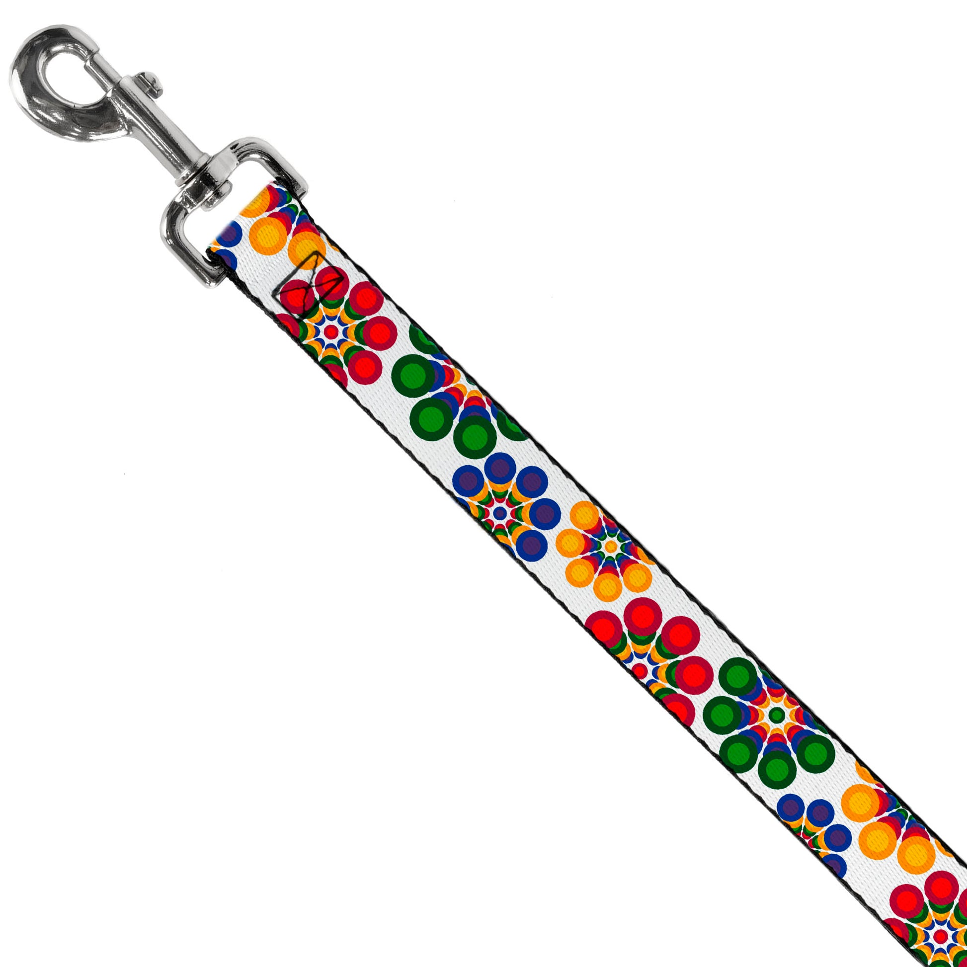 Dog Leash - Psychedelic Daisies CLOSE-UP White/Multi Color Dog Leashes Buckle-Down