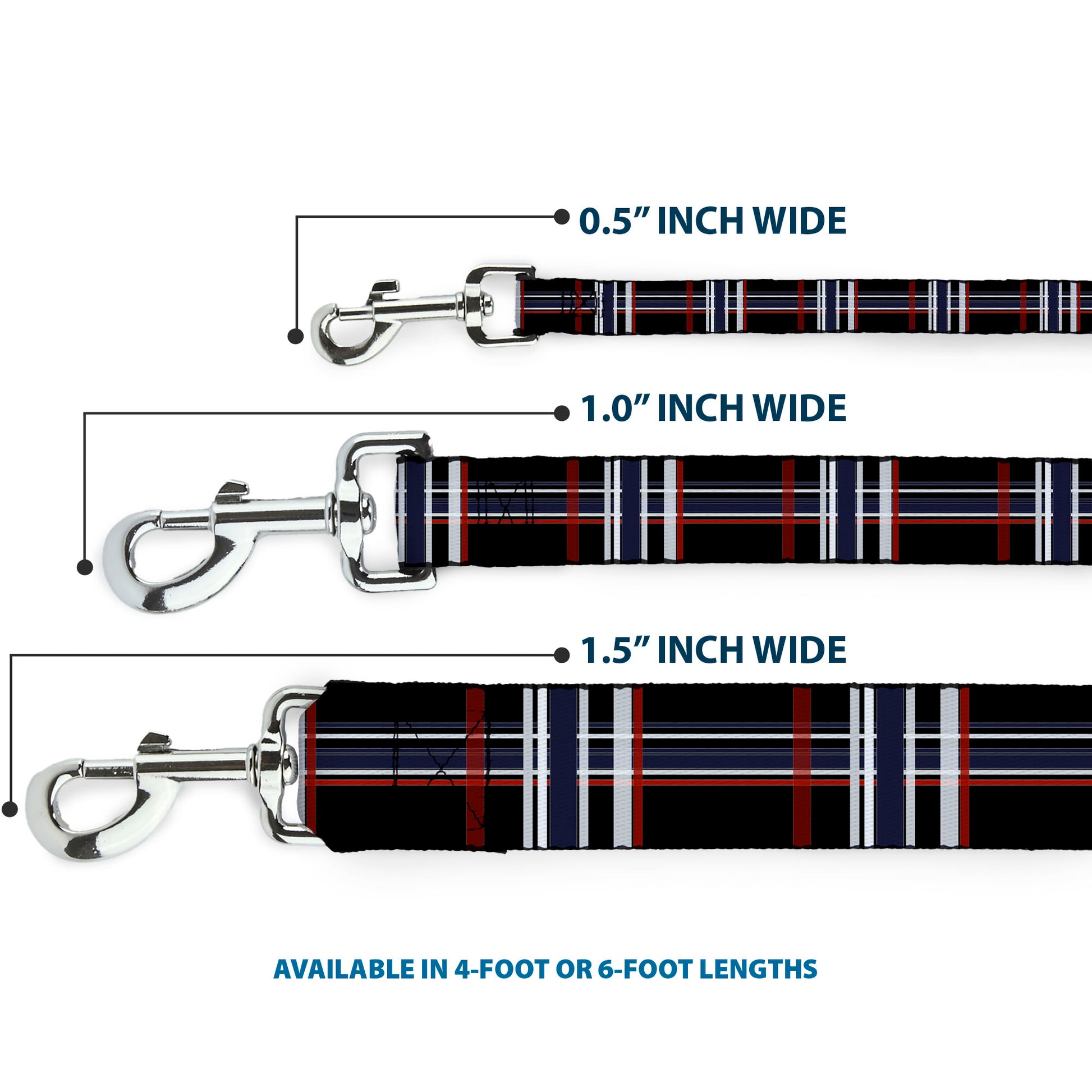 Dog Leash - Plaid Black/Red/White/Blue Dog Leashes Buckle-Down