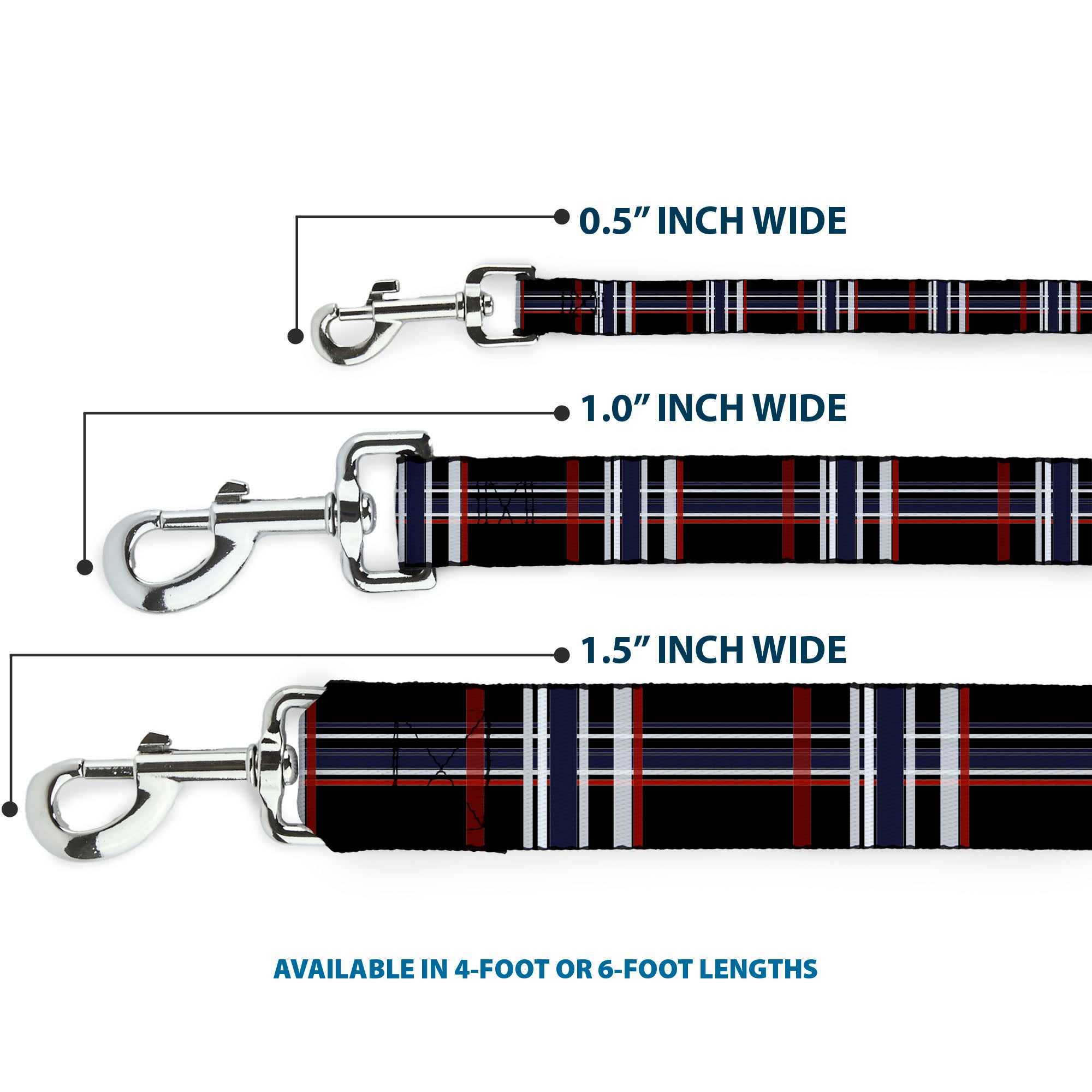 Dog Leash - Plaid Black/Red/White/Blue Dog Leashes Buckle-Down