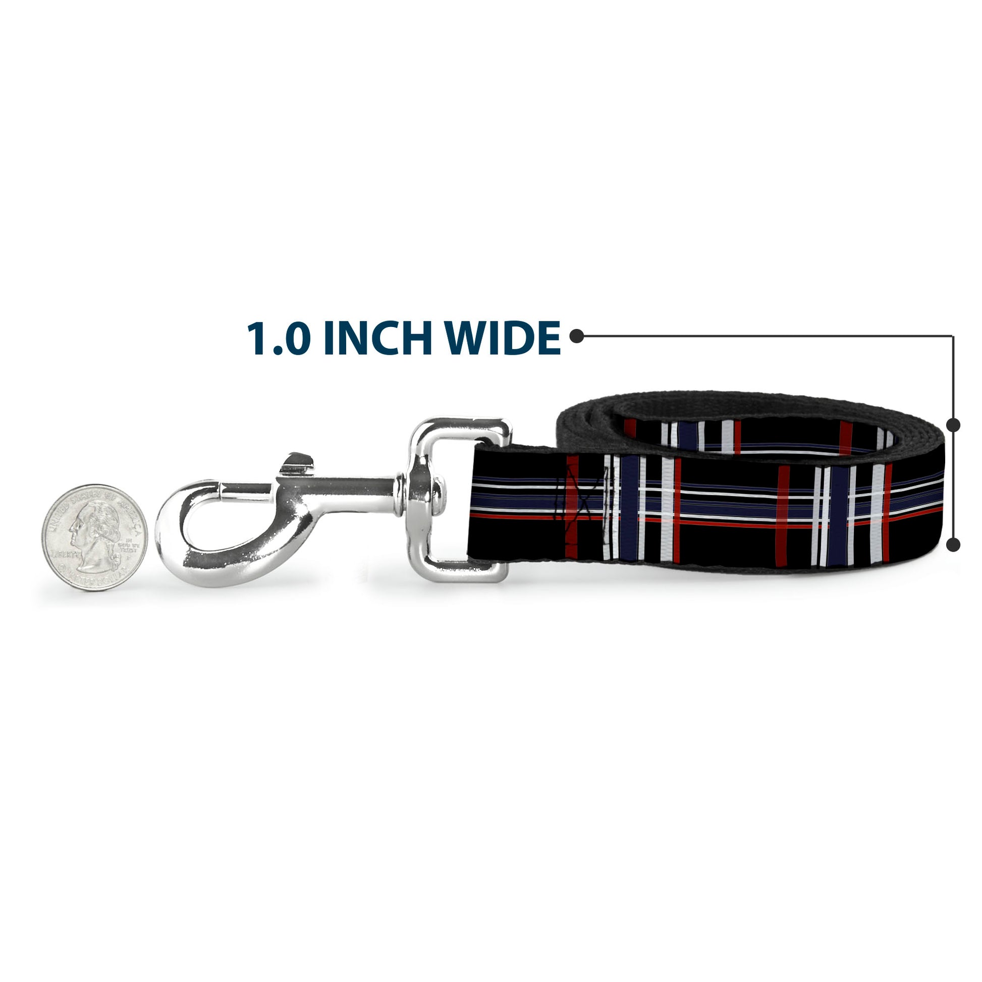 Dog Leash - Plaid Black/Red/White/Blue Dog Leashes Buckle-Down