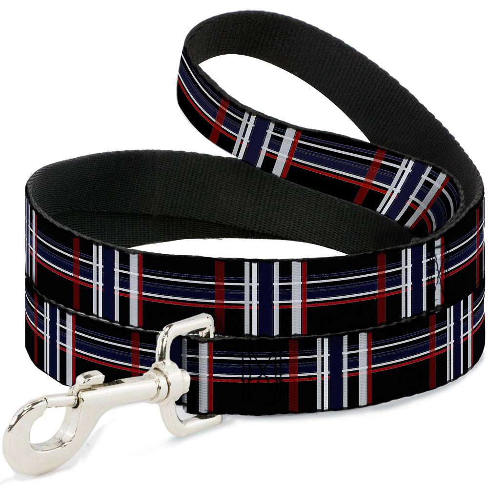 Dog Leash - Plaid Black/Red/White/Blue Dog Leashes Buckle-Down