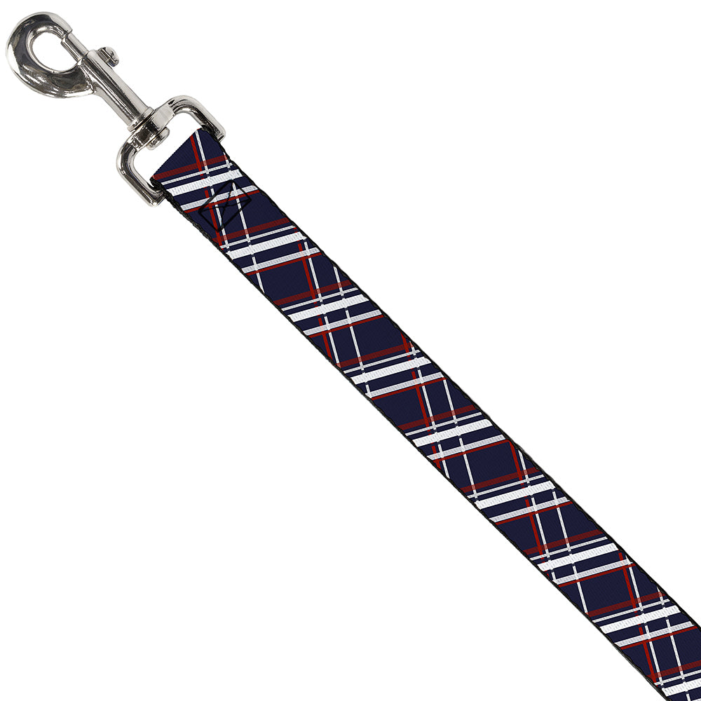 Dog Leash - Plaid X Blue/White/Red Dog Leashes Buckle-Down