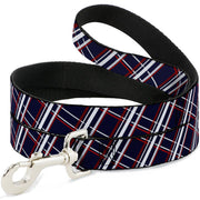 Dog Leash - Plaid X Blue/White/Red Dog Leashes Buckle-Down