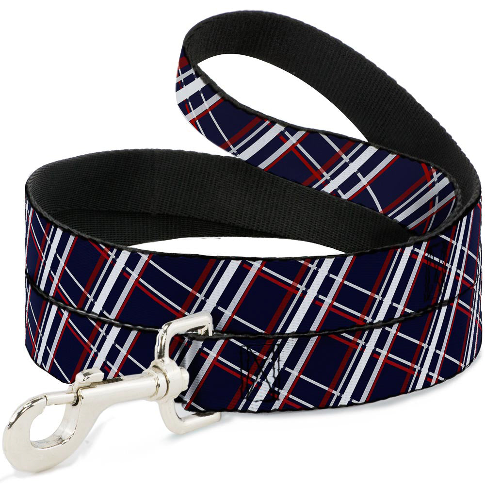 Dog Leash - Plaid X Blue/White/Red Dog Leashes Buckle-Down