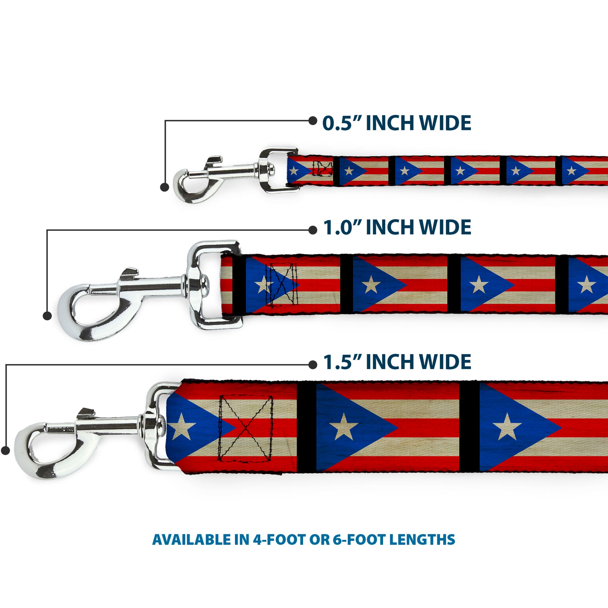 Dog Leash - Puerto Rico Flag Weathered Dog Leashes Buckle-Down