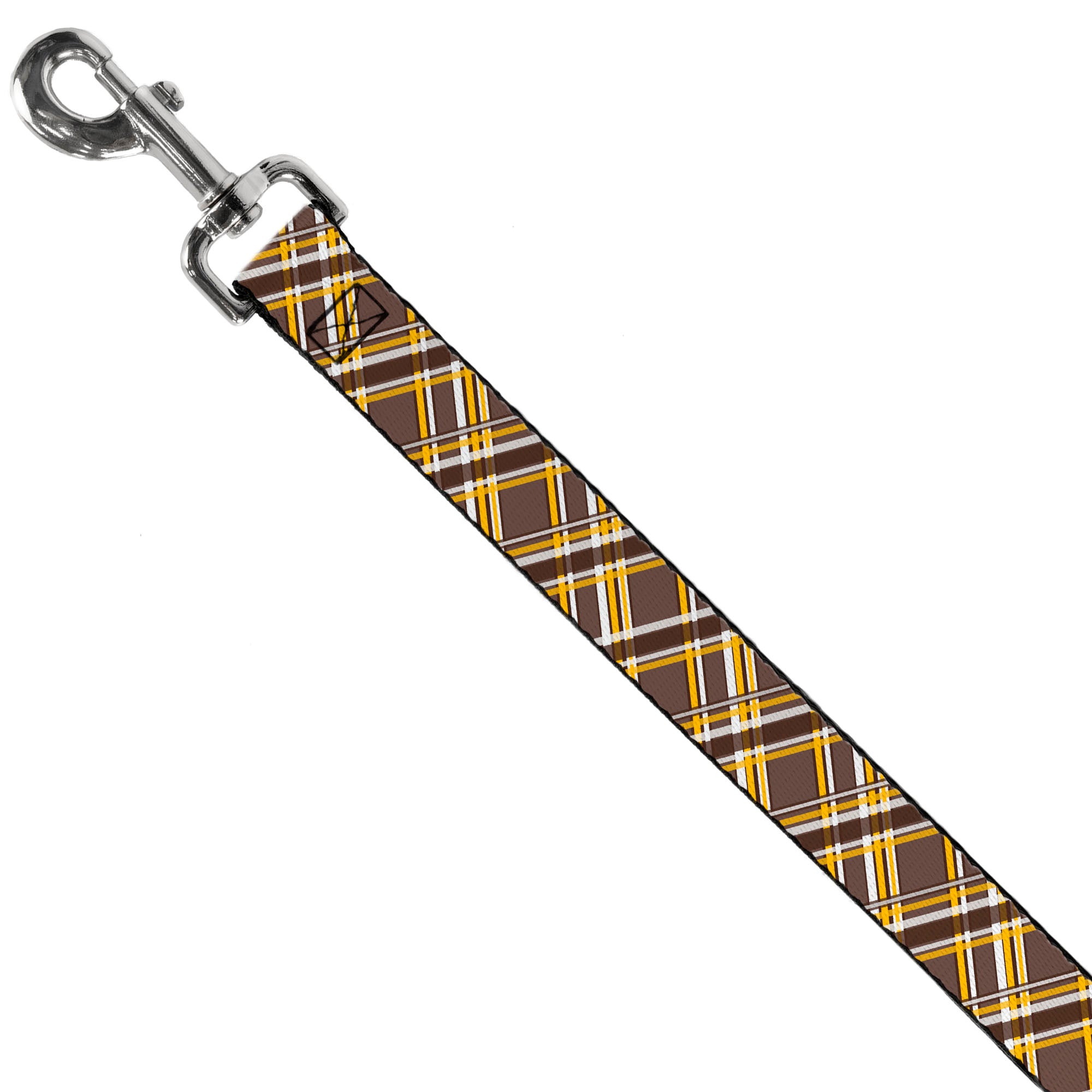 Dog Leash - Plaid X Brown/White/Gold Dog Leashes Buckle-Down