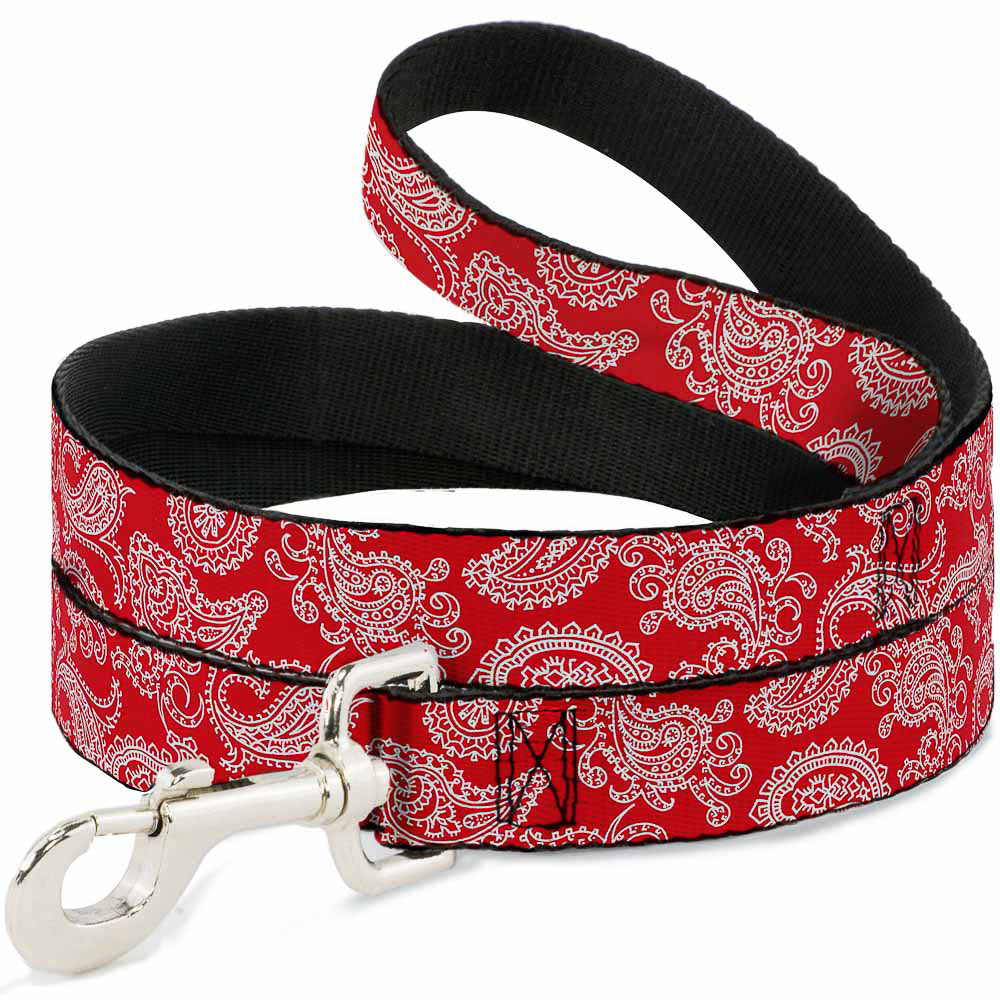 Dog Leash - Paisley Red/White Dog Leashes Buckle-Down