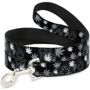 Buckle-Down Dog Leash - Pot Leaves/Smoke Black/Gray/White Dog Leashes Buckle-Down