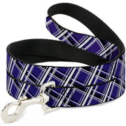 Dog Leash - Plaid X2 Purple/Gray/White/Black Dog Leashes Buckle-Down