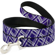 Dog Leash - Plaid X3 Purple/Gray/White Dog Leashes Buckle-Down