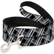 Dog Leash - Plaid X2 Black/Grays/White Dog Leashes Buckle-Down