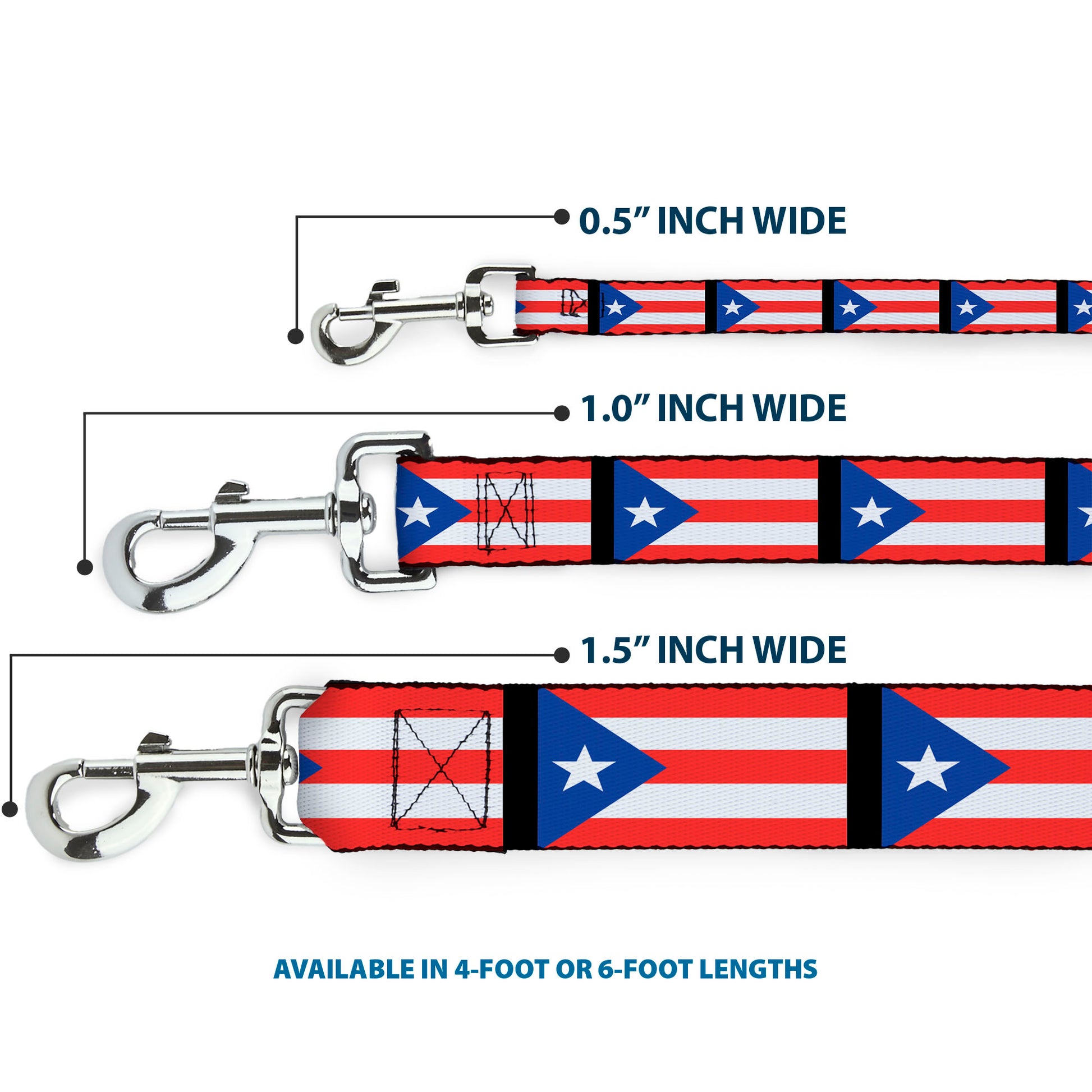 Dog Leash - Puerto Rico Flag Repeat/Black Dog Leashes Buckle-Down