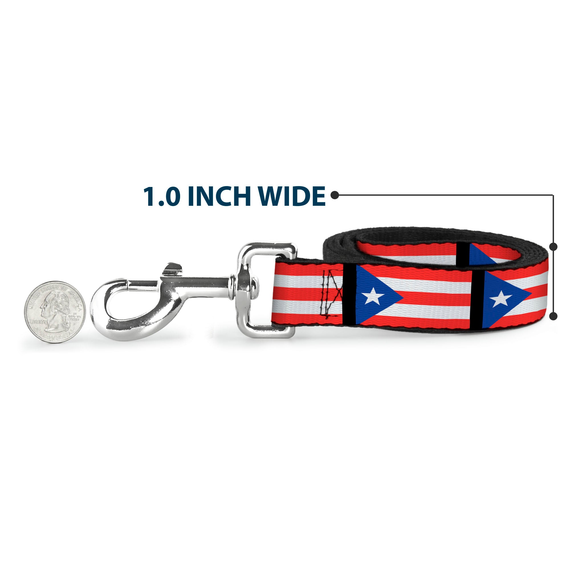 Dog Leash - Puerto Rico Flag Repeat/Black Dog Leashes Buckle-Down