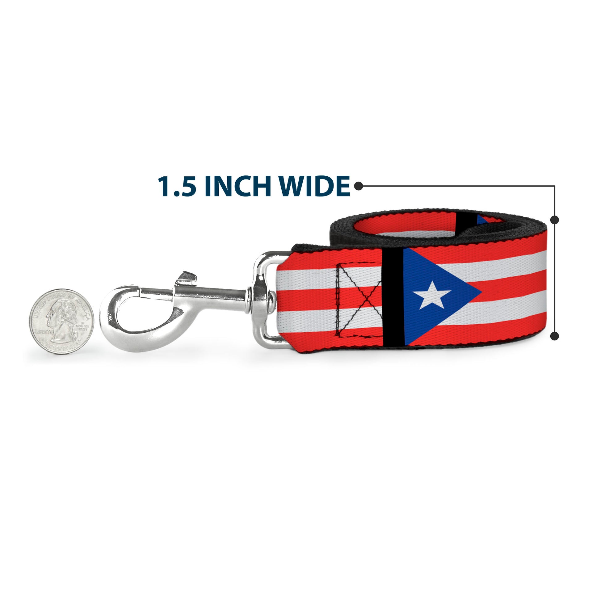 Dog Leash - Puerto Rico Flag Repeat/Black Dog Leashes Buckle-Down