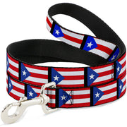 Dog Leash - Puerto Rico Flag Repeat/Black Dog Leashes Buckle-Down
