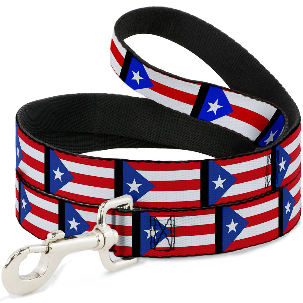 Dog Leash - Puerto Rico Flag Repeat/Black Dog Leashes Buckle-Down