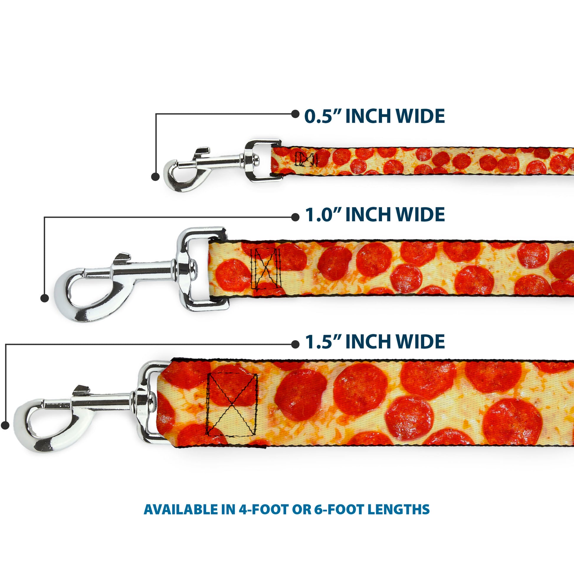 Dog Leash - Pepperoni Pizza Vivid Dog Leashes Buckle-Down