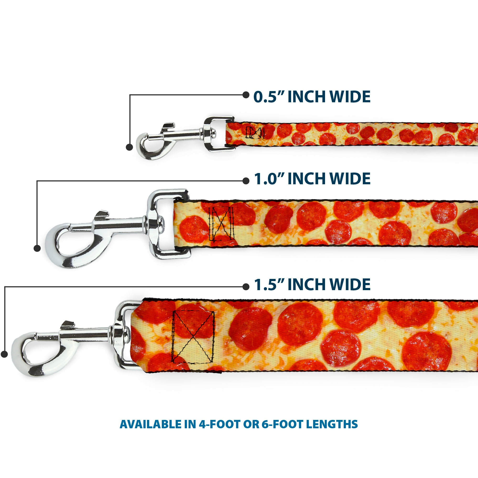 Dog Leash - Pepperoni Pizza Vivid Dog Leashes Buckle-Down