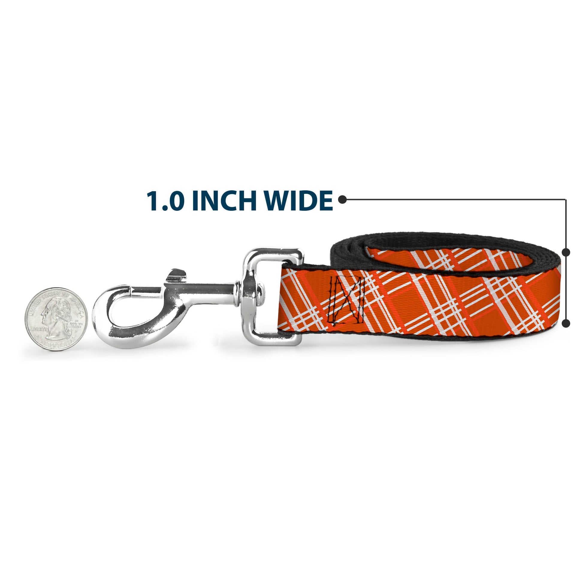 Dog Leash - Plaid X4 Oranges/White Dog Leashes Buckle-Down