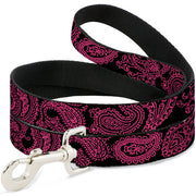 Dog Leash - Paisley Black/Neon Pink Dog Leashes Buckle-Down