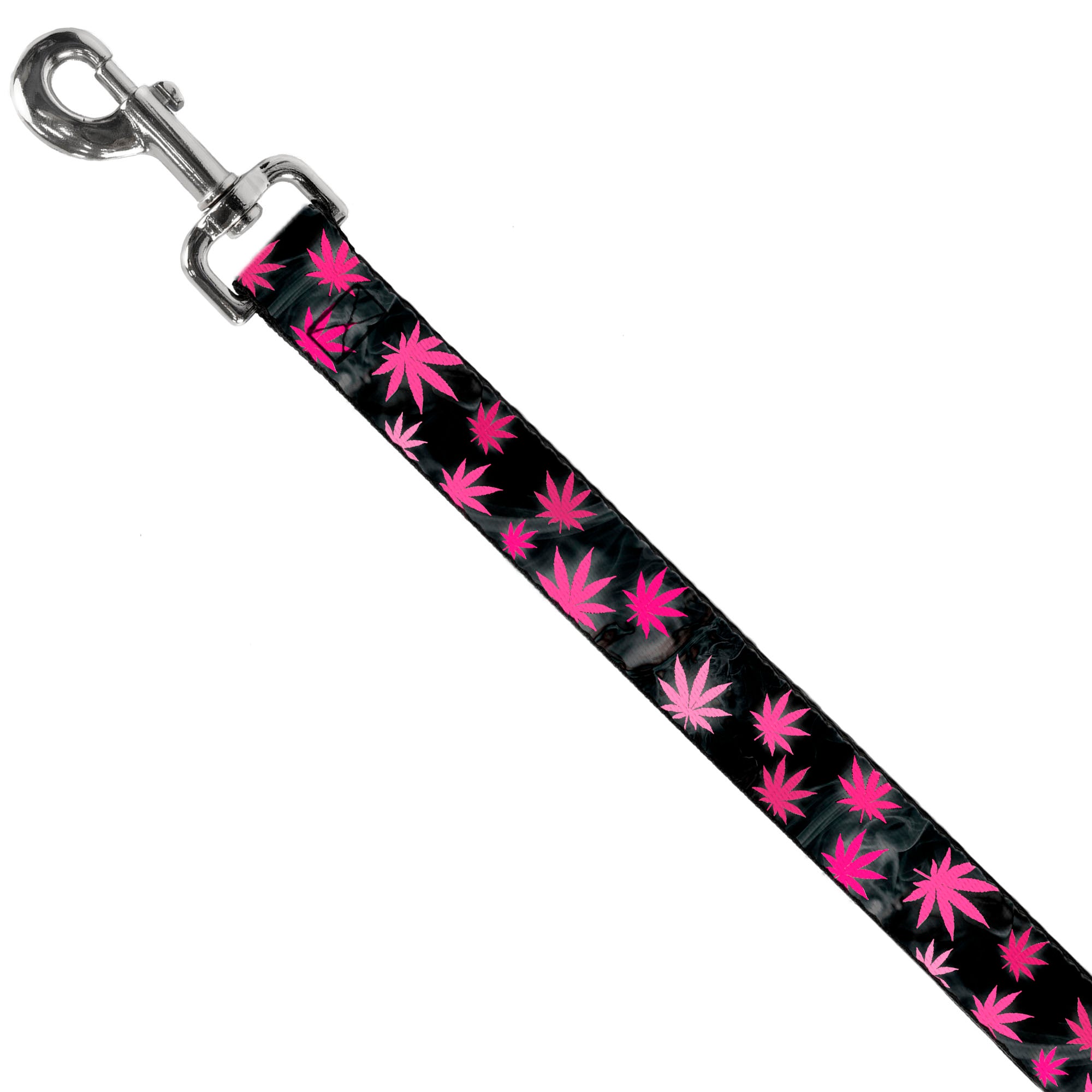 Buckle-Down Dog Leash - Pot Leaves/Smoke Black/Pink/White Dog Leashes Buckle-Down