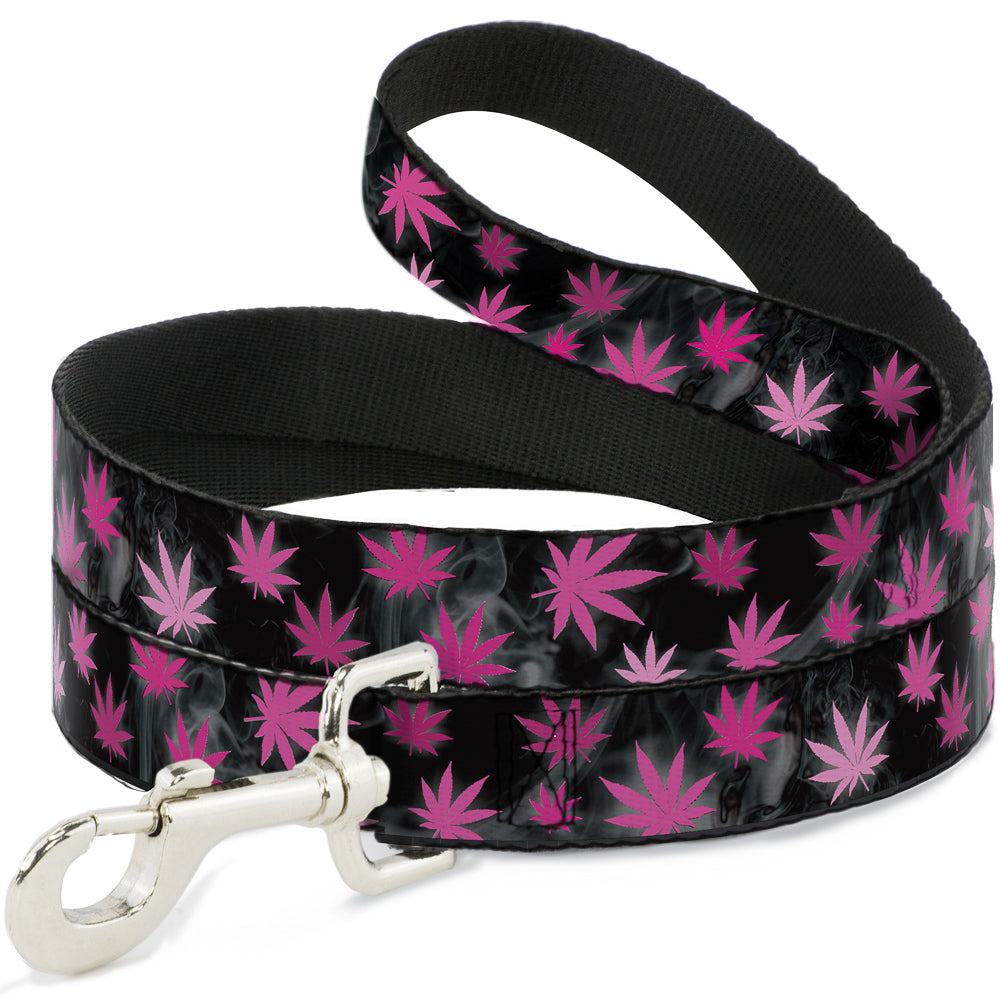 Buckle-Down Dog Leash - Pot Leaves/Smoke Black/Pink/White Dog Leashes Buckle-Down