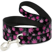Buckle-Down Dog Leash - Pot Leaves/Smoke Black/Pink/White Dog Leashes Buckle-Down