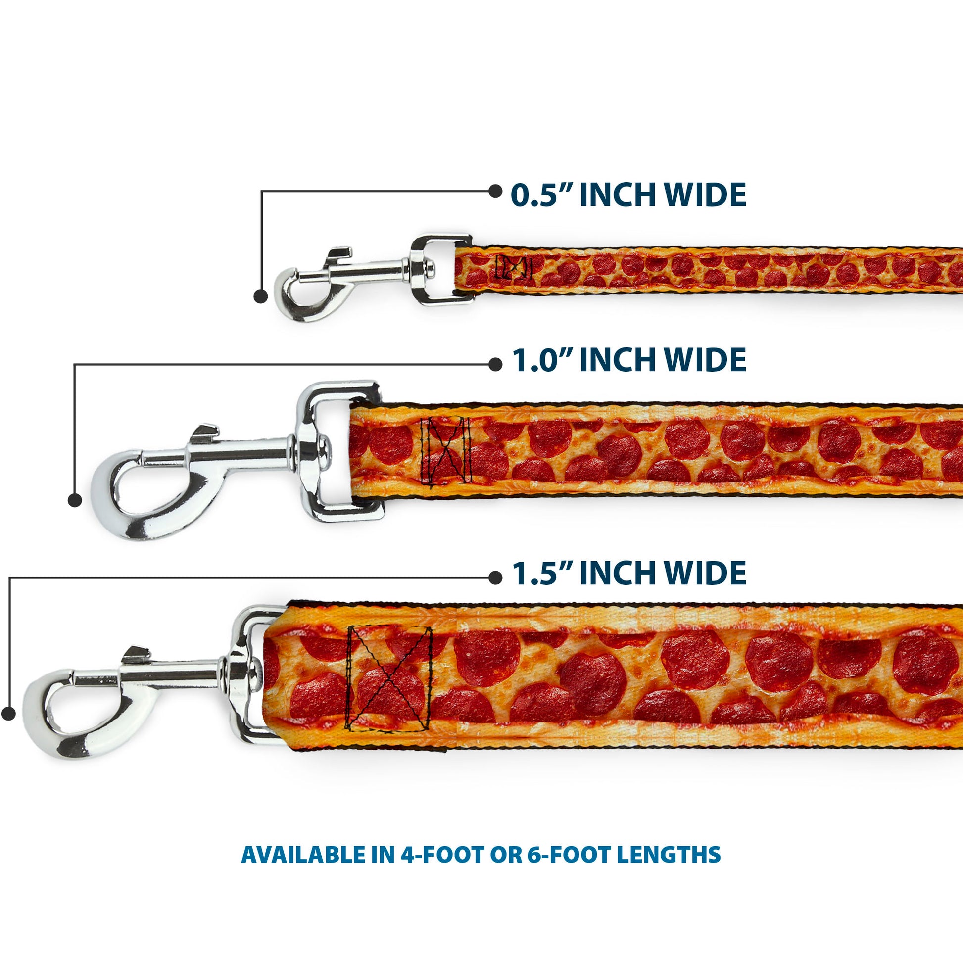 Dog Leash - Pepperoni Pizza w/Crust Vivid Dog Leashes Buckle-Down